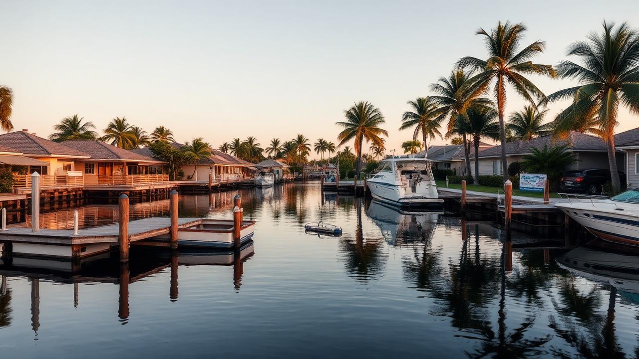 Fort Lauderdale canal-front homes with private docks and palms.